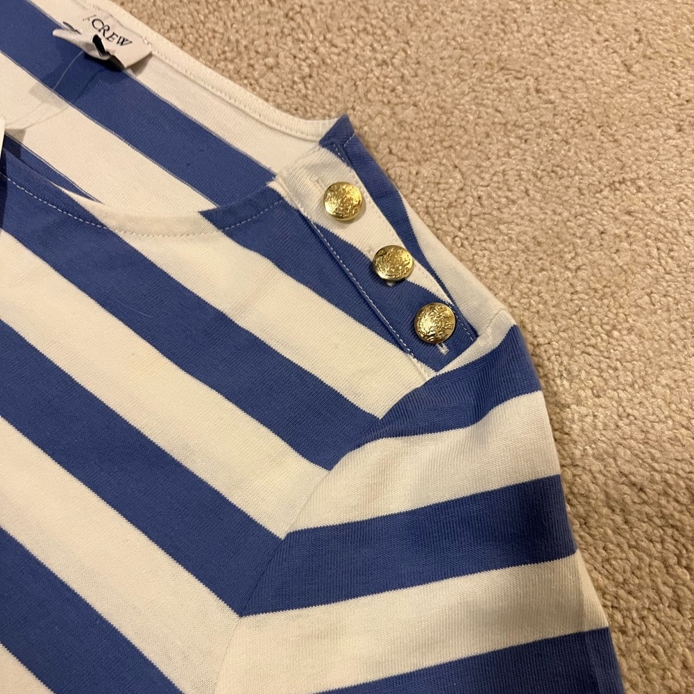 NWT J. Crew Nautical Striped Tee with Button Accents - Picture 6 of 6